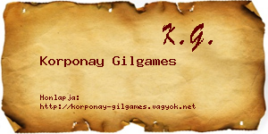 Korponay Gilgames névjegykártya